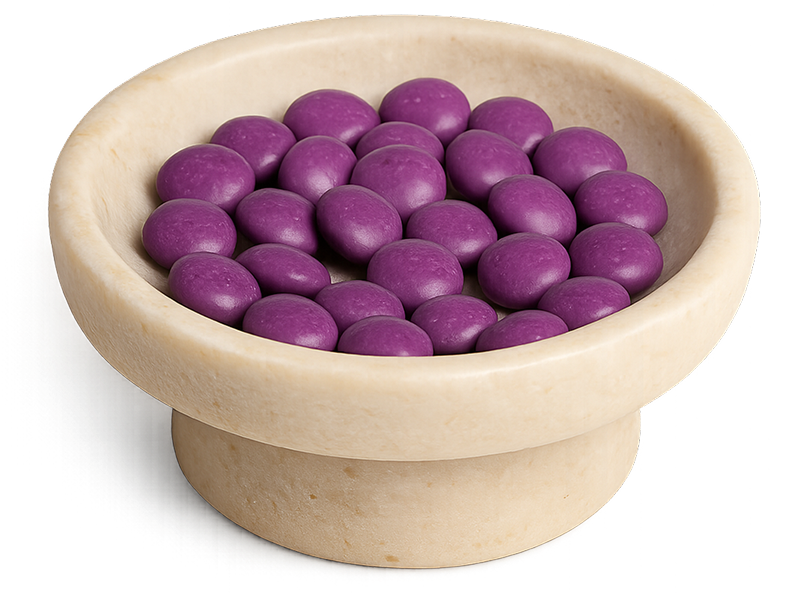 Mushroom chocolates on a pedestal